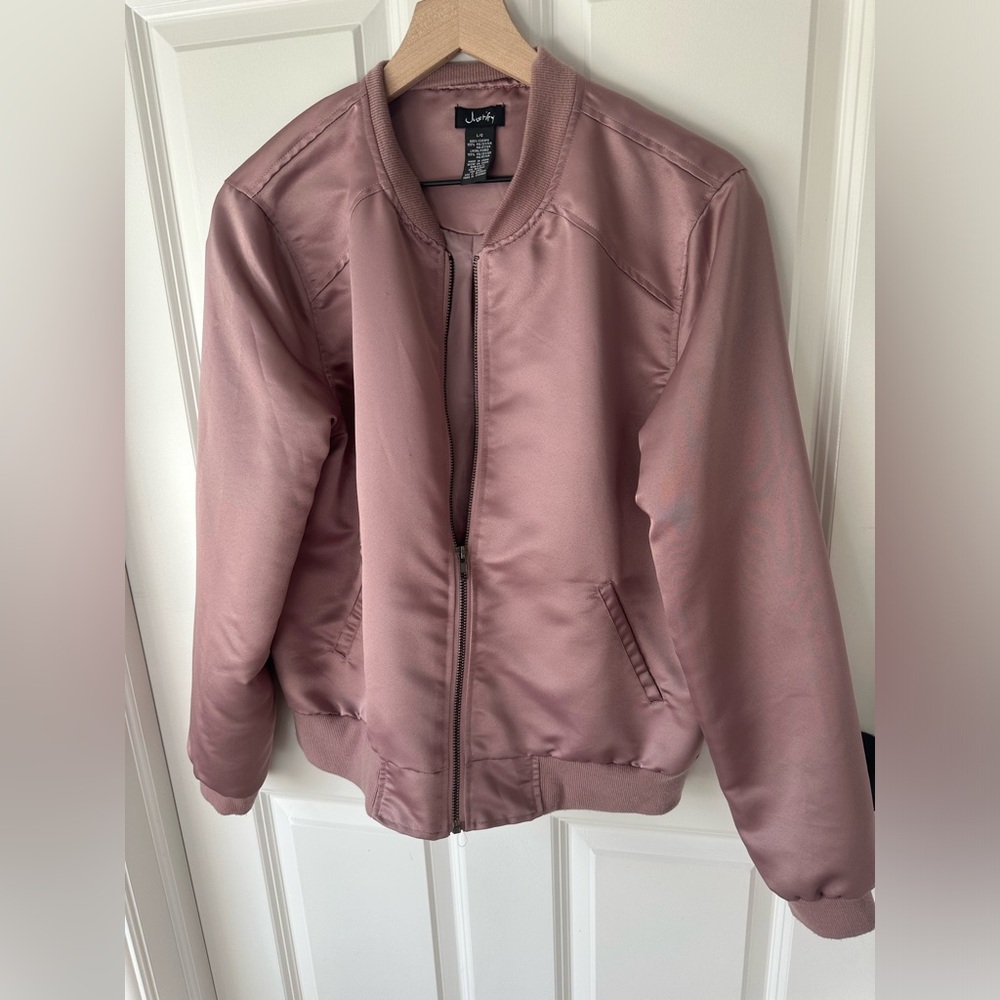 Vintage silk mauve Size L women’s zip up jacket